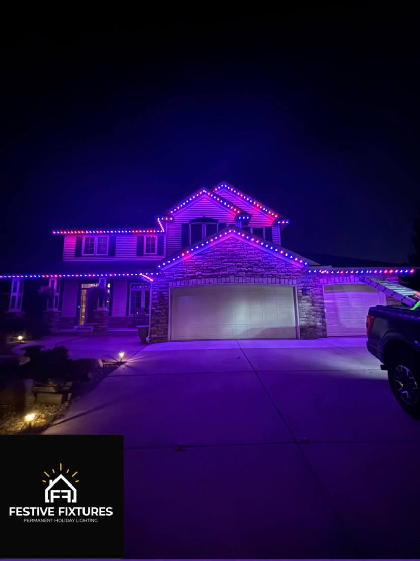 Home with team-color architectural lighting for game day